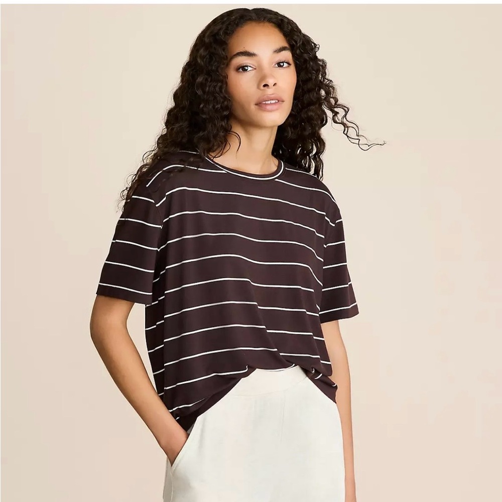 Softest Brown and White Striped MODAL Women's Tee NWT